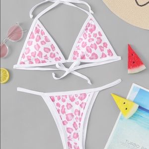 Pink cheetah bathing suit